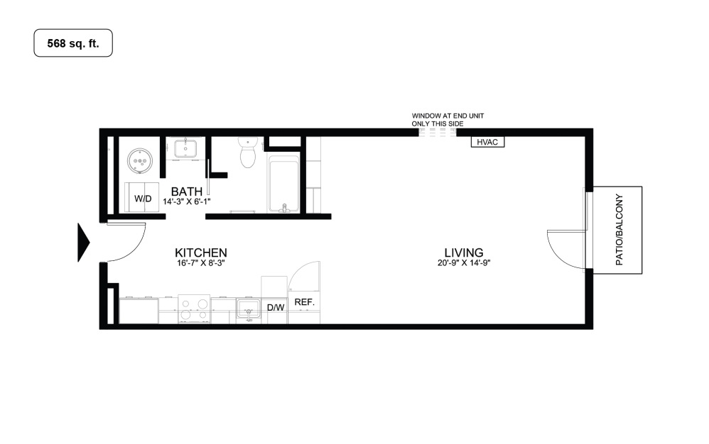 Floorplan of a Studio Apartment Home Floorplan of a Studio Apartment Home