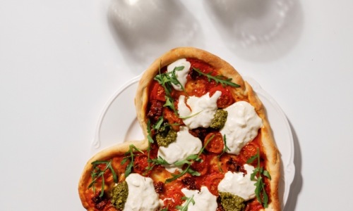 pizza shaped in heart